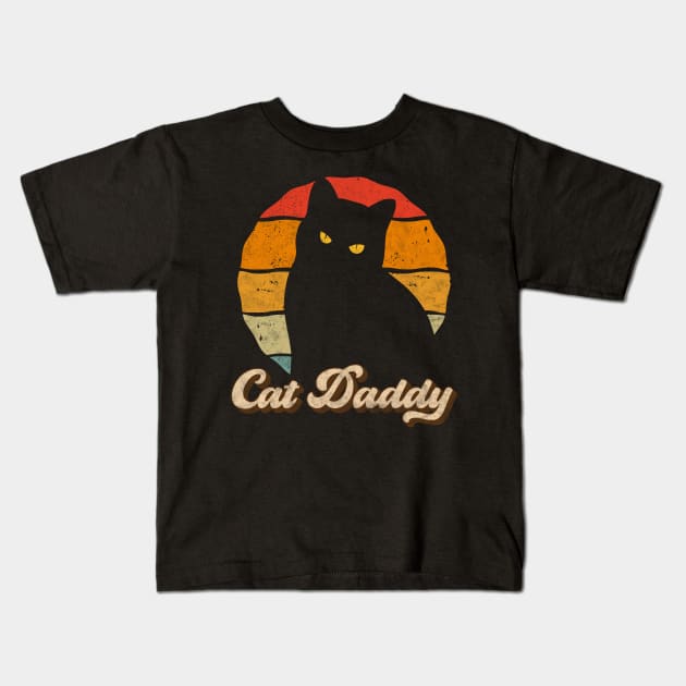 Cat Daddy Vintage Style Cats Dad Father Retro Distressed Men Kids T-Shirt by Rebrand